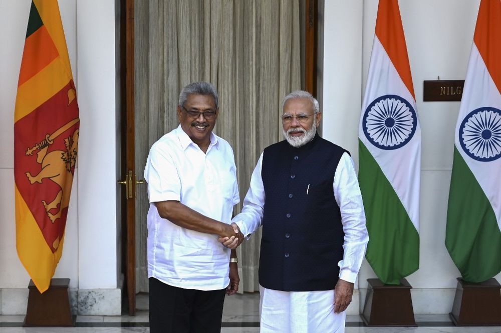 Sri Lankau00e2u20acu2122s President Gotabaya Rajapaksa (left) shakes hands with Indiau00e2u20acu2122s Prime Minister Narendra Modi before a meeting at the Hyderabad House in New Delhi on November 29, 2019. u00e2u20acu201d AFP pic