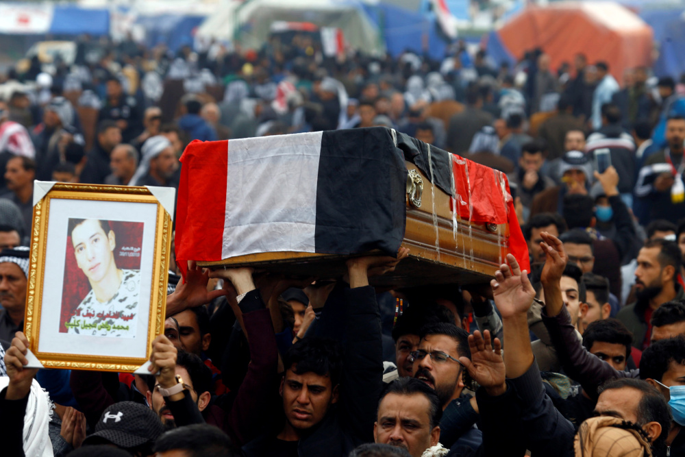 Mourners carry the coffin during the funeral of a demonstrator who was killed at an anti-government protest overnight in Najaf, Iraq November 29, 2019. u00e2u20acu201d Reuters pic 