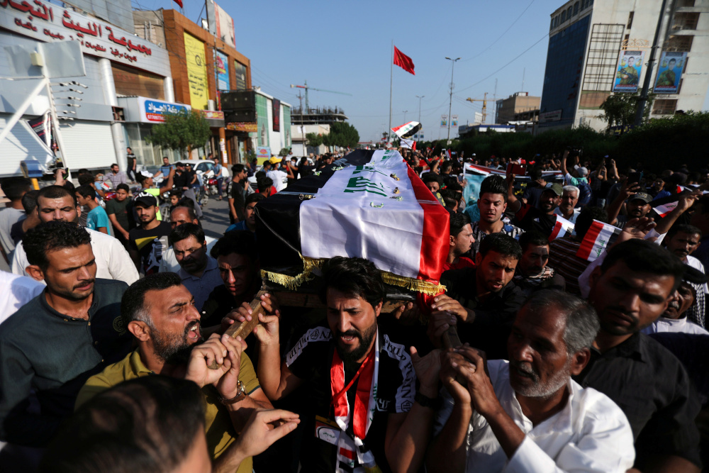 Iraqi mourners carry the coffin of a demonstrator who was killed at anti-government protests, during a funeral, in the holy city of Kerbala, Iraq November 4, 2019. u00e2u20acu201d Reuters pic 