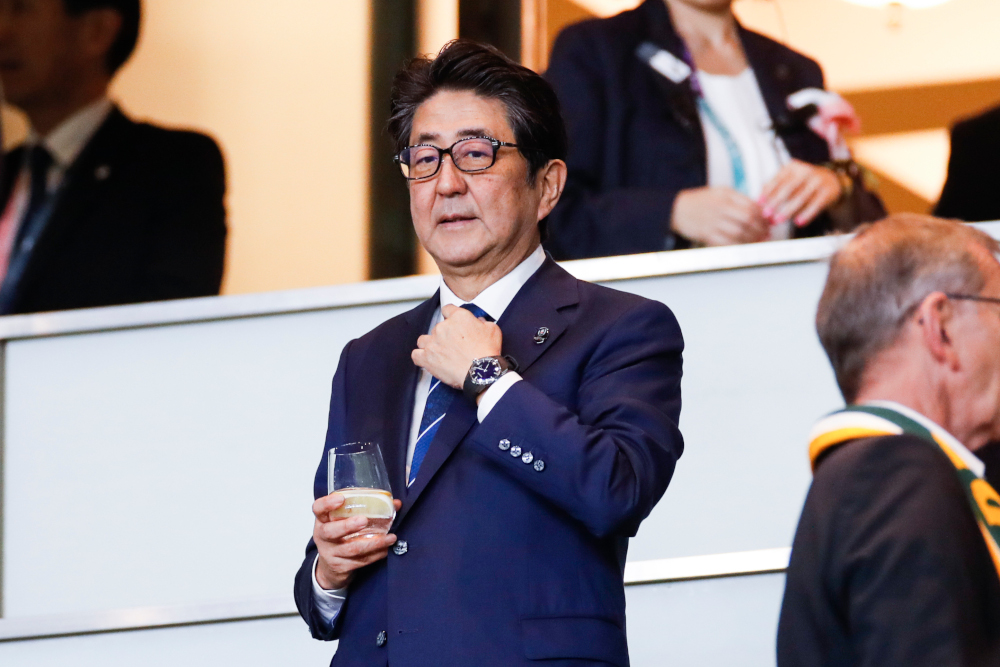 Japanu00e2u20acu2122s Prime Minister Shinzo Abe looks on before the Japan 2019 Rugby World Cup final match between England and South Africa at the International Stadium Yokohama in Yokohama November 2, 2019. u00e2u20acu201d AFP pic