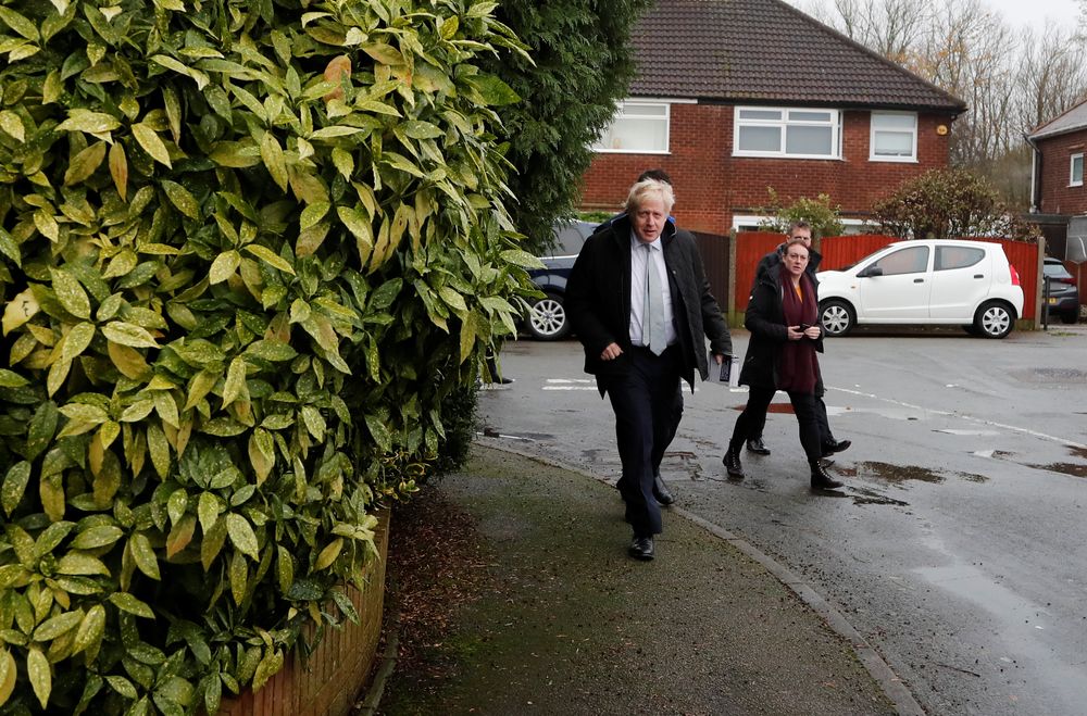 Britainu00e2u20acu2122s Prime Minister Boris Johnson campaigns in Mansfield, Britain, November 16, 2019. u00e2u20acu201d Frank Augstein/Pool picture via Reuters