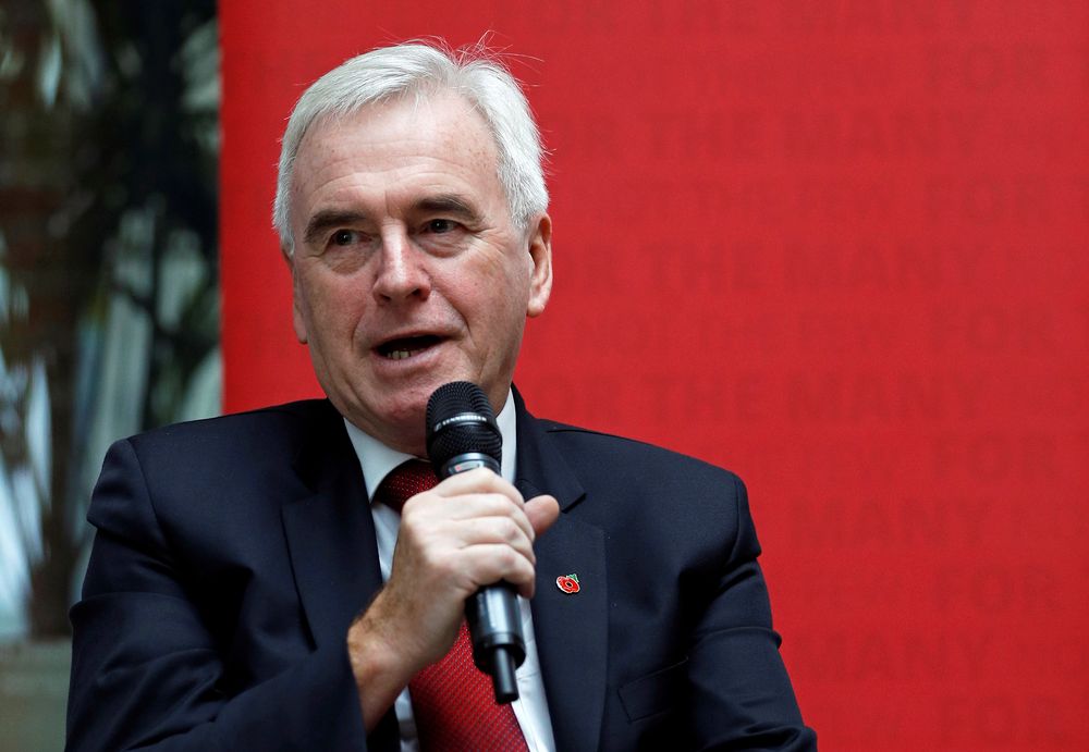 Britainu00e2u20acu2122s Labour Partyu00e2u20acu2122s Shadow Chancellor John McDonnell speaks during a meeting with NHS staff in London, Britain November 4, 2019. u00e2u20acu201d Reuters pic