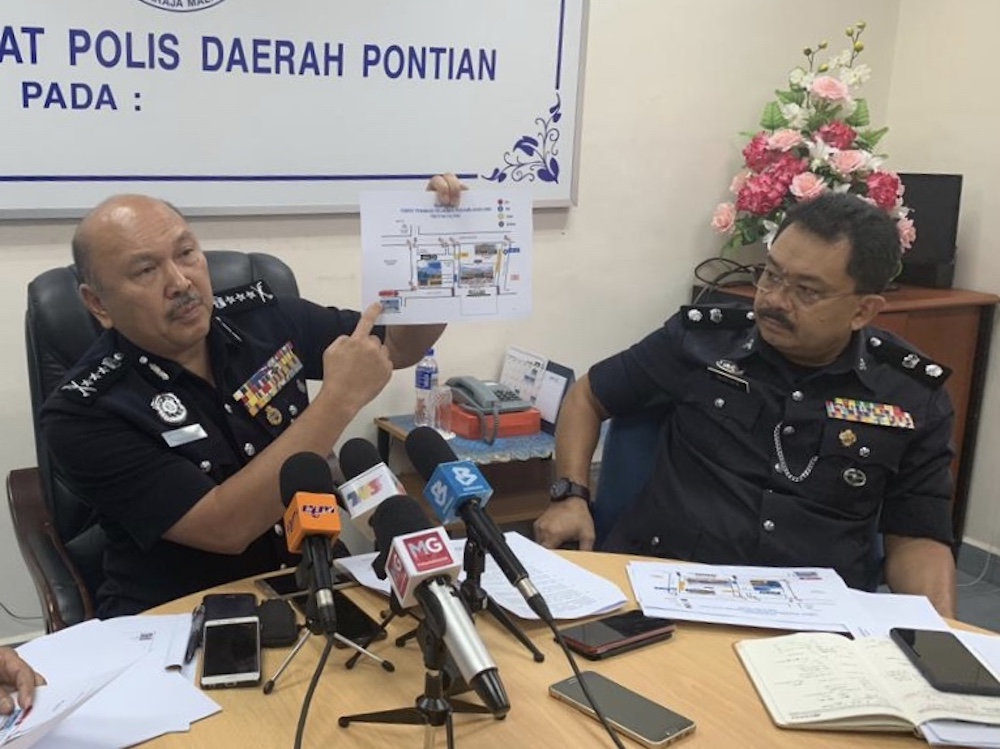 Johor police chief Datuk Kamarudin Md Din (left) said a total of 412 officers and personnel from the Johor police contingent will be deployed for Nomination Day tomorrow. u00e2u20acu201d Picture by Ben Tan