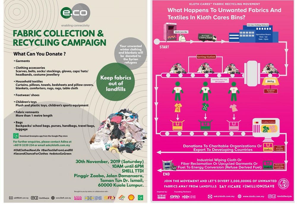 These are the types of fabrics that Kloth Cares accepts and what happens to the donated items that it receives. — Picture courtesy of Kloth Cares 