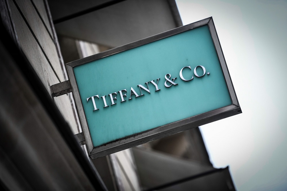A picture taken on October 29, 2019 shows the US luxury shop Tiffany&Co;u00e2u20acu2122s logo outside a Tiffany&Co; shop in Paris. u00e2u20acu201d AFP pic  