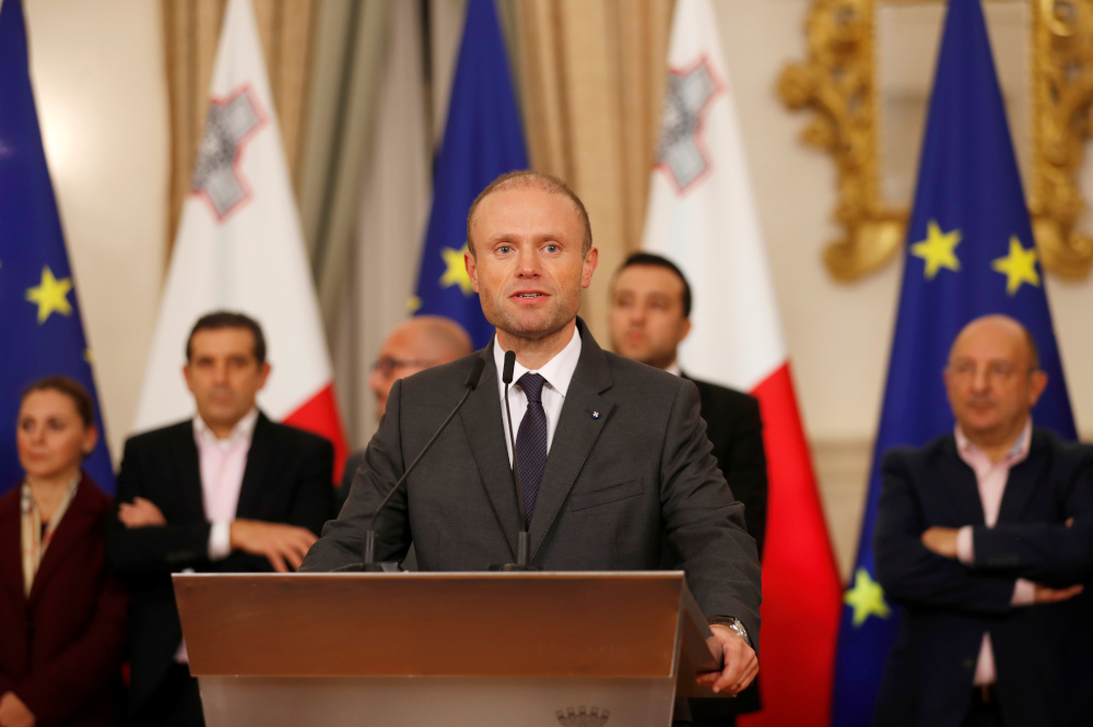 Maltese Prime Minister Joseph Muscat addresses a press conference after an urgent Cabinet meeting at the Auberge de Castille in Valletta, Malta November 29, 2019. u00e2u20acu201d Reuters pic 