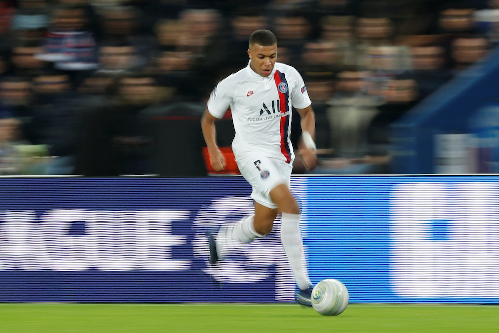 Paris St Germainu00e2u20acu2122s Kylian Mbappe in action during the Paris St Germain v Club Brugge at Parc des Princes, Paris, France, Novermber 6, 2019. u00e2u20acu201d Reuters pic