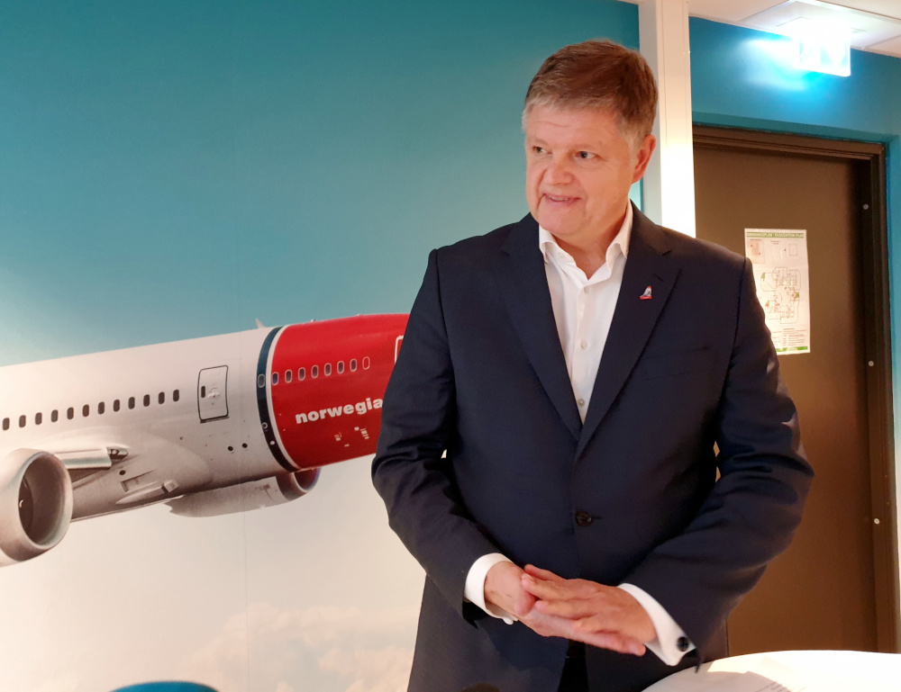 Norwegian Air CEO Jacob Schram speaks to media in Oslo, Norway November 20, 2019. u00e2u20acu201d Reuters pic 