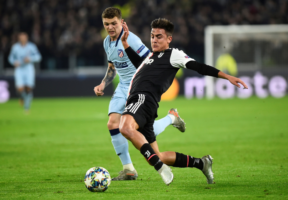Juventusu00e2u20acu2122 Paulo Dybala in action with Atletico Madridu00e2u20acu2122s Kieran Trippier at the Allianz Stadium in Turin, Italy November 26, 2019. u00e2u20acu201d Reuters pic 