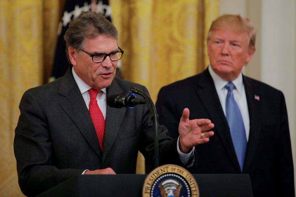 US President Donald Trump listens to US Energy Secretary Rick Perry speak during an event touting the administrationu00e2u20acu2122s environmental policy in the East Room of the White House in Washington, July 8, 2019. u00e2u20acu201d Reuters pic