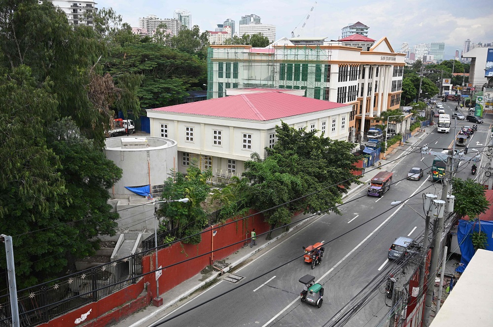 In this photo taken on November 15, 2019, a bird’s eye view of the El Deposito entrance (left), and museum building, a Spanish-era water reservoir being rehabilitated for tourism, in San Juan town, suburban Manila. — AFP pic