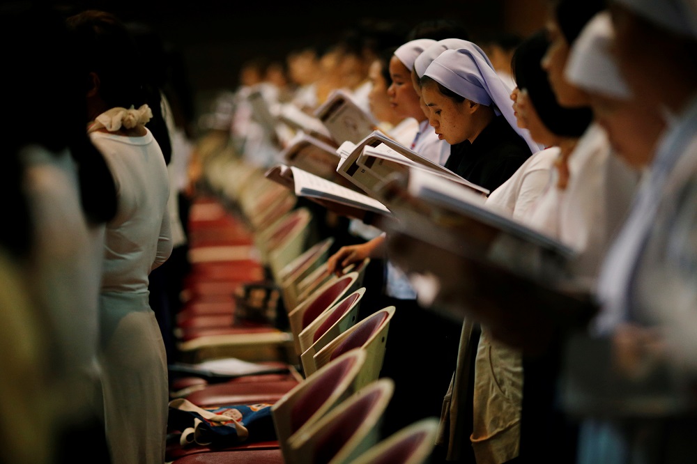 Students practice choral singing in a church, ahead of Pope Francis’ visit to Thailand, in Bangkok November 17, 2019. — Reuters pic