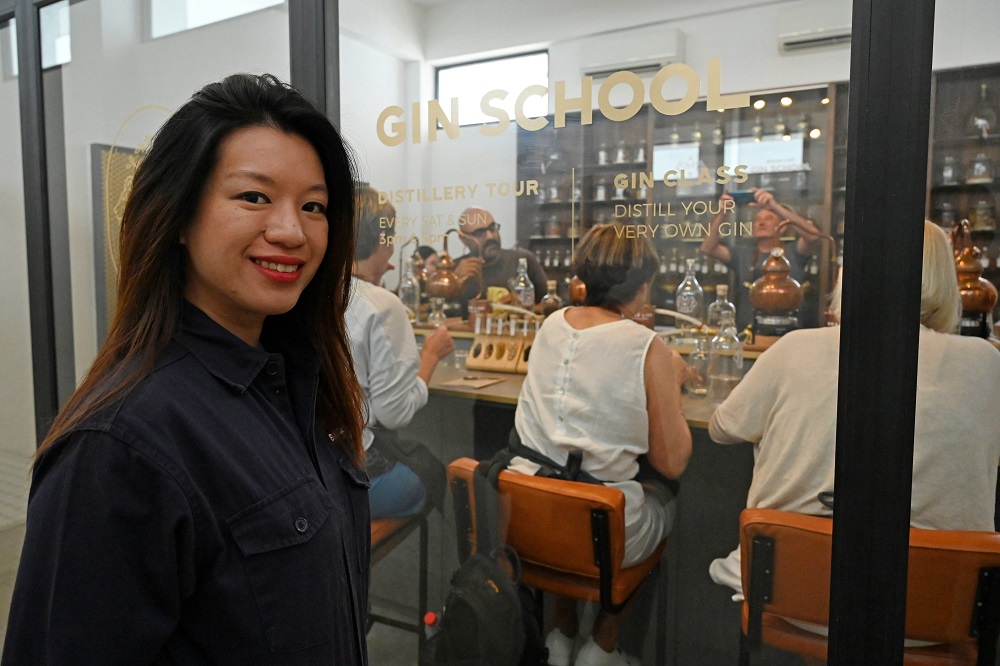 In this photo taken on October 13, 2019, Jamie Koh, founder of the Brass Lion Distillery, poses at a gin-making school in Singapore. — AFP pic