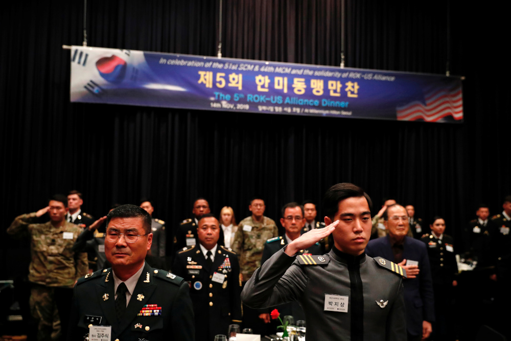 US and South Korean soldiers attend the 5th ROK-US alliance dinner in Seoul, South Korea, November 14, 2019. u00e2u20acu201d Reuters pic 