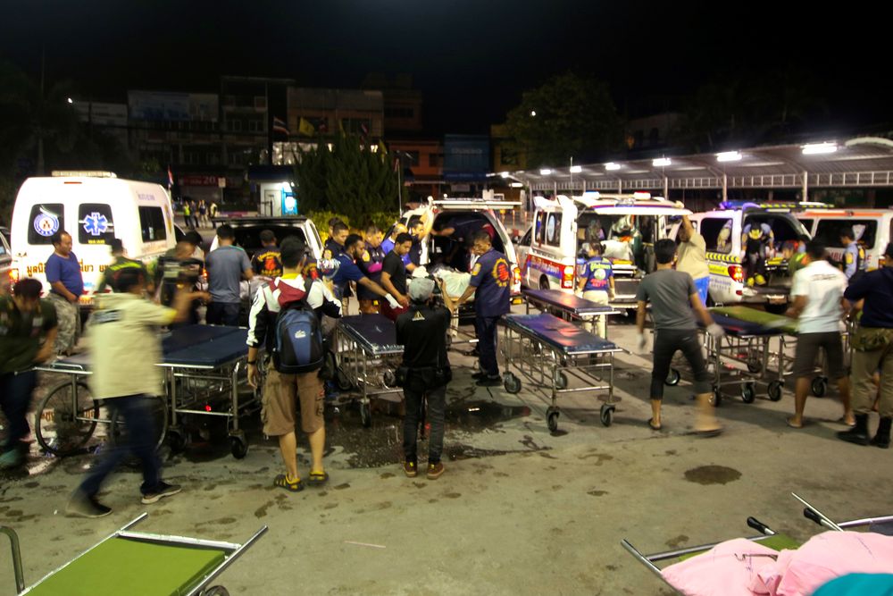 Rescue workers transfer the bodies of dead village defence volunteers, who were killed by suspected separatist insurgents, to stretcher trolleys at a hospital in Yala province, southern Thailand, November 6, 2019. u00e2u20acu201d Reuters pic