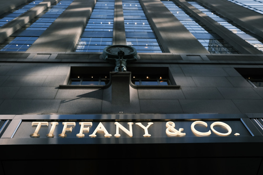 The Tiffany & Co sign is displayed outside of their flagship store along Fifth Avenue in Manhattan November 25, 2019 in New York City. u00e2u20acu201d Spencer Platt/Getty Images pic via AFP