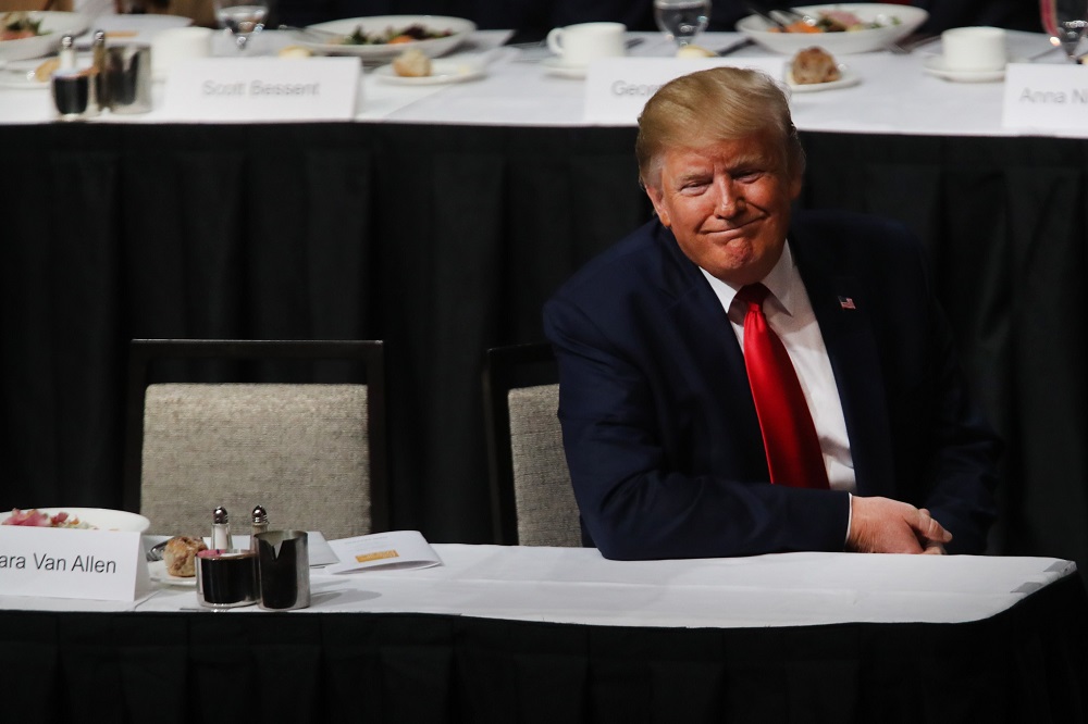 US President Donald Trump pauses after speaking at the Economic Club of New York in New York November 12, 2019. u00e2u20acu201d AFP pic  