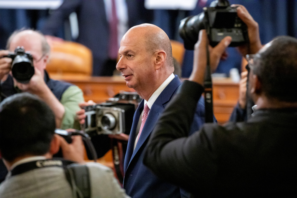 Gordon Sondland, US Ambassador to the European Union, returns after a break in his testimony before a House Intelligence Committee hearing as part of the impeachment inquiry into President Donald Trump on Capitol Hill in Washington, November 20, 2019. u00e2u20acu201d