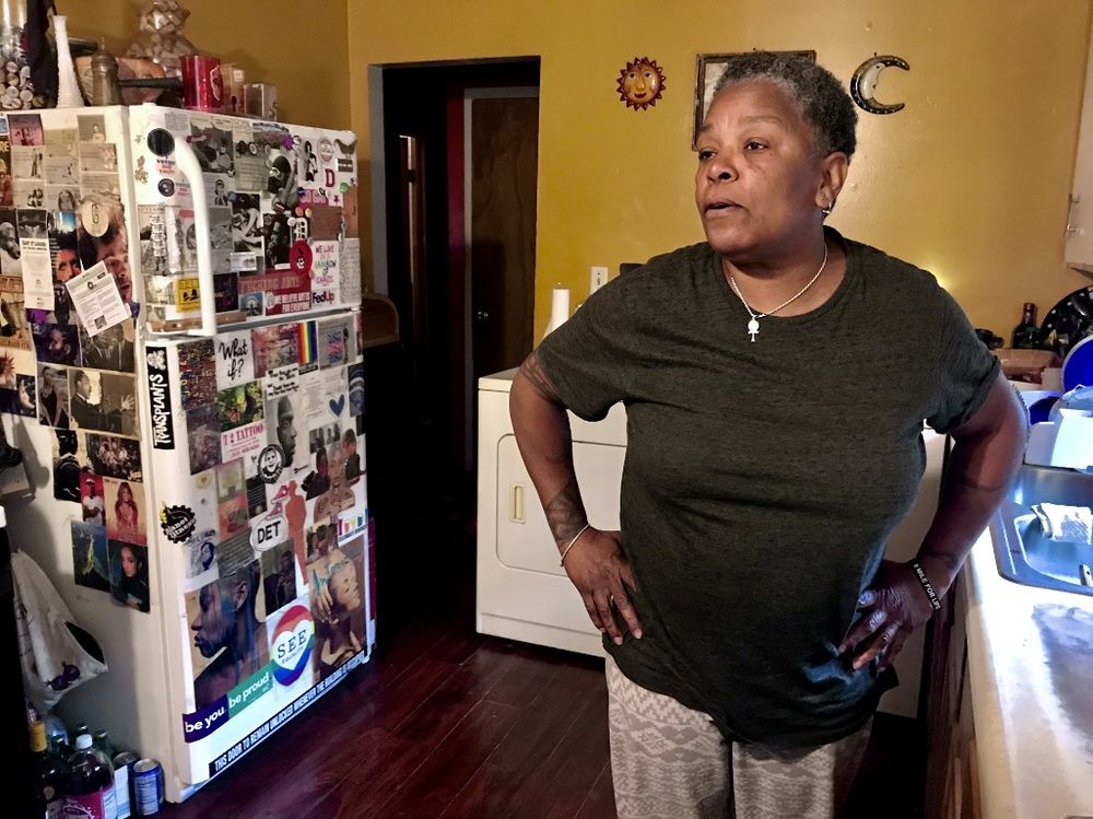 Teresa Moon, 66, a Detroit resident who lives next to a former segregation wall which used to separate black and white communities, speaks during an interview in her home, October 25, 2019, in Detroit, Michigan. u00e2u20acu201d AFP pic