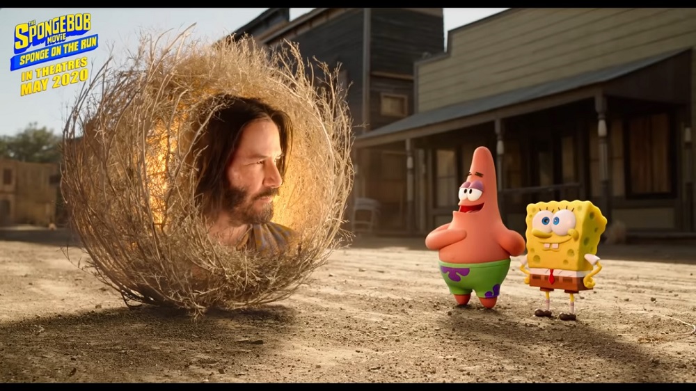 A screengrab from u00e2u20acu02dcThe SpongeBob Movie: Sponge on the Runu00e2u20acu2122 that also stars Keanu Reeves.