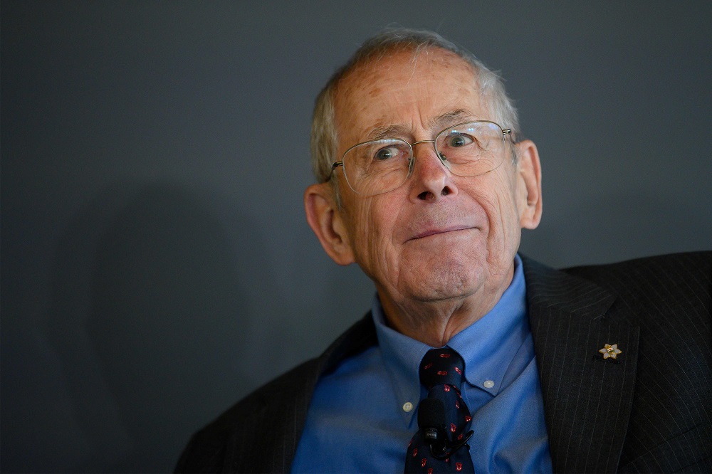 Nobel laureate in physics James Peebles laughs during a symposium at the Embassy of Sweden in Washington November 13, 2019. u00e2u20acu201d AFP pic  
