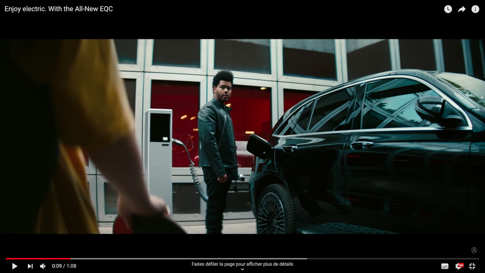 The Weeknd makes a surprise appearance in a commercial for Mercedes-Benzu00e2u20acu2122s new EQC electric SUV. u00e2u20acu201d Picture from Mercedes-Benz/Youtube.com via AFP-Relaxnews 