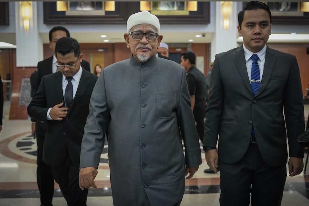 Datuk Seri Abdul Hadi Awang is pictured in Parliament November 19, 2019. u00e2u20acu201d Picture by Hari Anggara