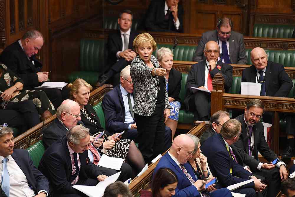 MP Anna Soubry gestures as she speaks at the House of Commons in London, Britain October 29, 2019. u00e2u20acu201d UK Parliament/Jessica Taylor handout via Reuters