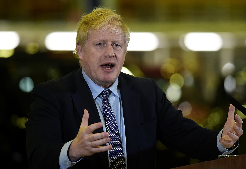 Britain's Prime Minister Boris Johnson speaks as he visits an electric car plant in Warwickshire November 13, 2019. u00e2u20acu201d Reuters pic
