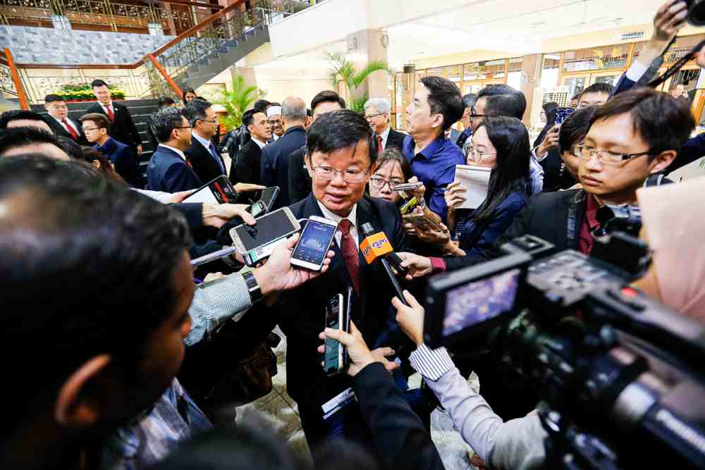 Penang Chief Minister Chow Kon Yeow speaks to reporters at Dewan Sri Pinang in George Town November 1, 2019. u00e2u20acu2022 Picture by Sayuti Zainudin