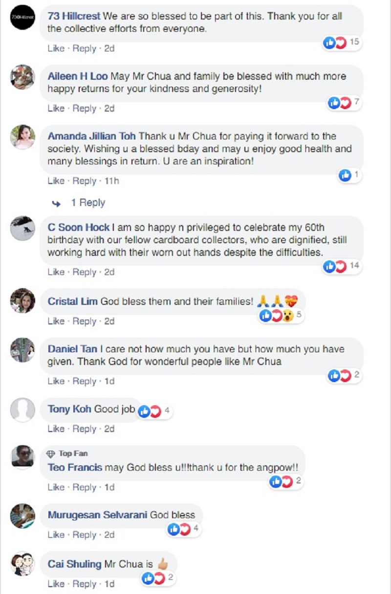 Social media users praised Chua for his generous gesture. — Picture from Facebook/Happy People Helping People