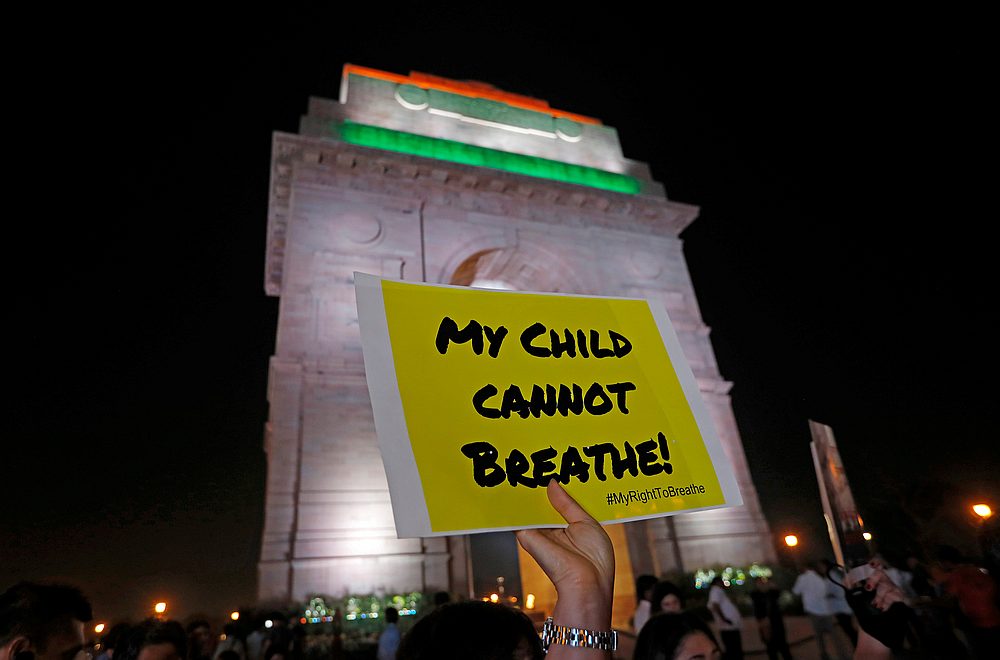 A protester holds a placard in front of the India Gate demanding the government to take immediate steps to control air pollution in New DelhiNovember 5, 2019. u00e2u20acu201d Reuters pic