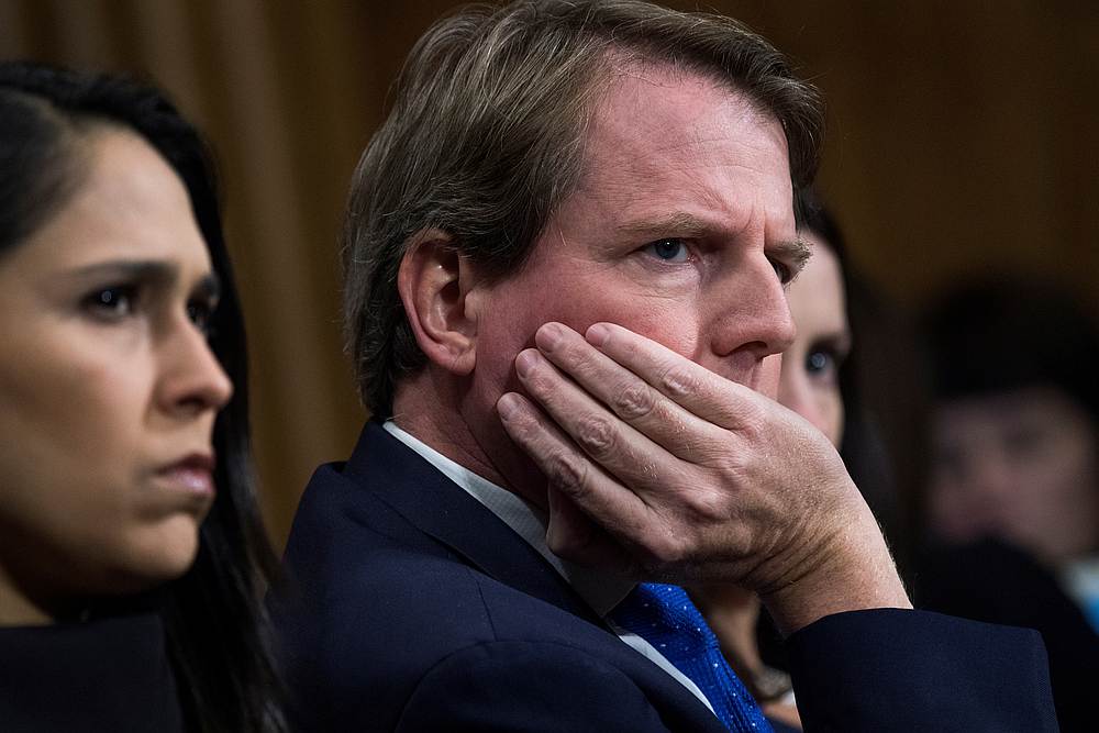 White House counsel Don McGahn listens during a Senate Judiciary Committee hearing on the nomination of Brett Kavanaugh to the US Supreme Court in Washington September 27, 2018. u00e2u20acu201d Tom Williams/Pool pic via Reuters