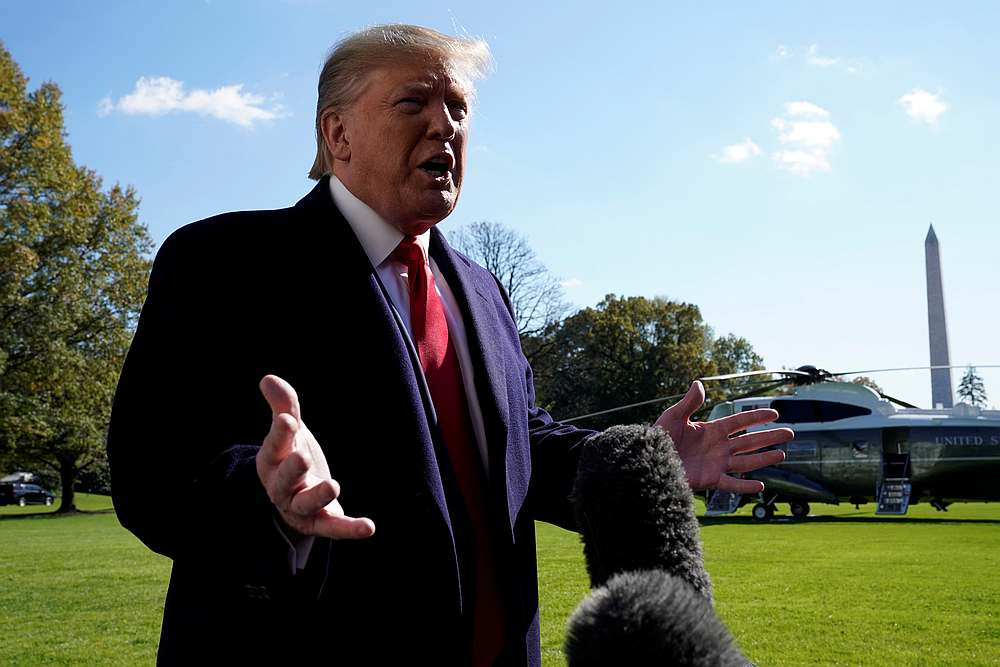 US President Donald Trump speaks to the media at the White House in Washington upon his return from New York November 3, 2019. u00e2u20acu201d Reuters pic