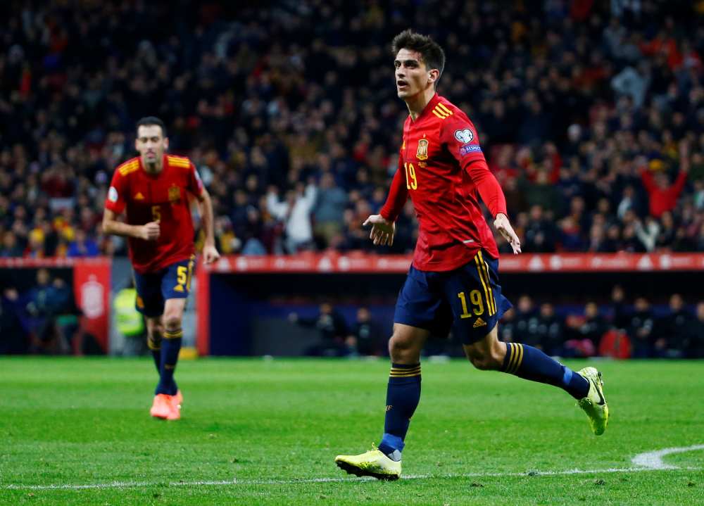 Spain's Gerard Moreno celebrates scoring the second goal against Romania November 19, 2019. u00e2u20acu2022 Reuters pic