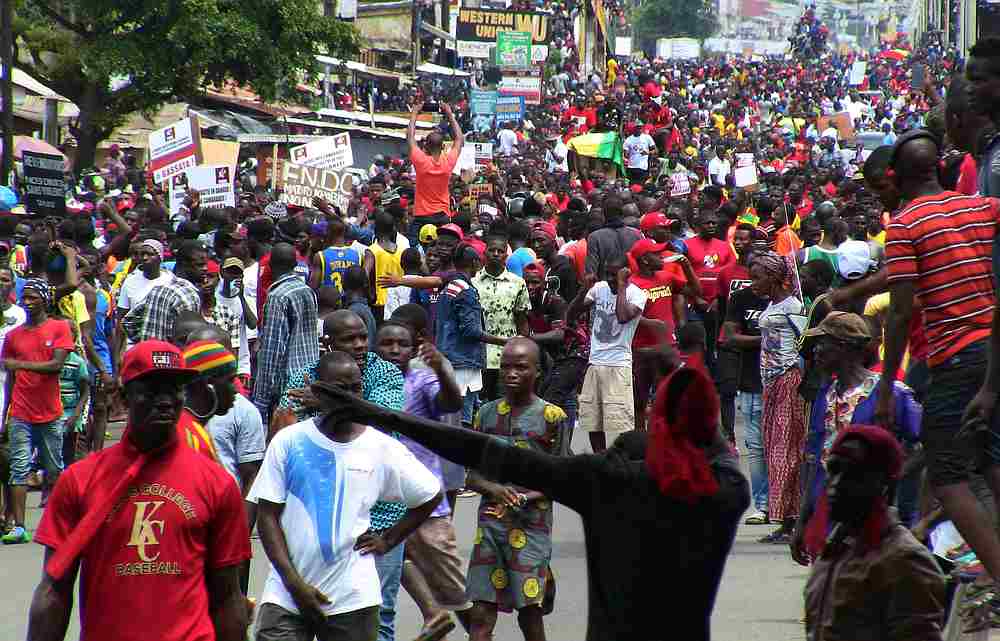 People march during a protest over a suspected effort by President Alpha Conde to seek a third term in Conakry, Guinea October 24, 2019. u00e2u20acu201d Reuters pic