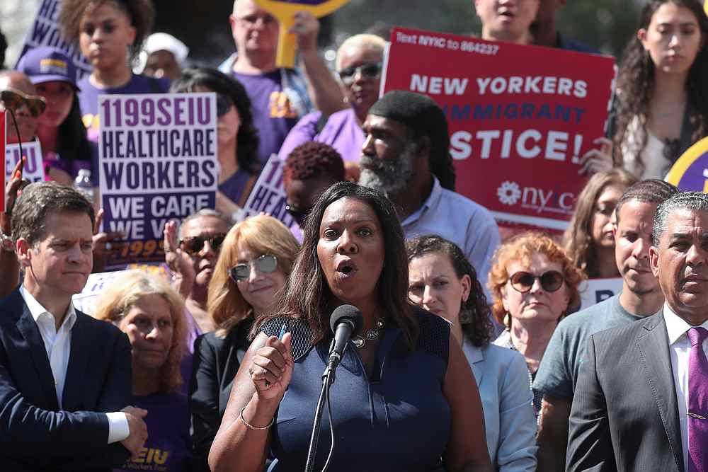 New York State Attorney General Letitia James makes an announcement regarding US President Trump's public charge rule during a news conference in New York August 20, 2019. u00e2u20acu201d Reuters pic 