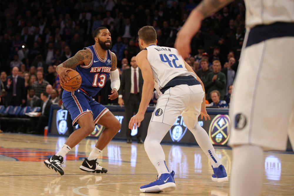 New York Knicks small forward Marcus Morris Sr. (13) controls the ball against Dallas Mavericks center Maxi Kleber (42) during the fourth quarter at Madison Square Garden. u00e2u20acu201d Reuters pic