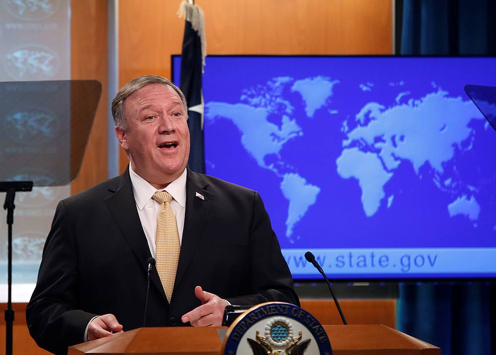 US Secretary of State Mike Pompeo delivers a statement on Israeli settlements in the occupied West Bank during a news briefing in Washington November 18, 2019. u00e2u20acu201d Reuters pic