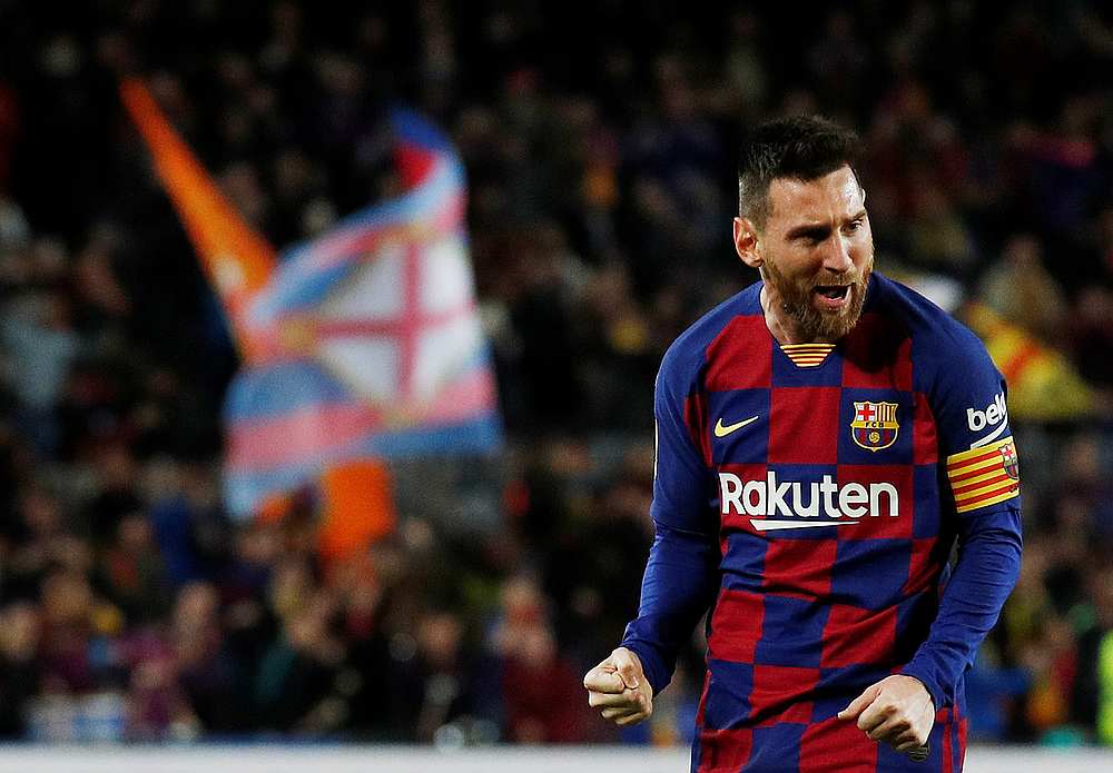 Barcelona's Lionel Messi celebrates scoring their second goal in the La Liga match with Celta Vigo at Camp Nou, Barcelona November 9, 2019. u00e2u20acu201d Reuters pic
