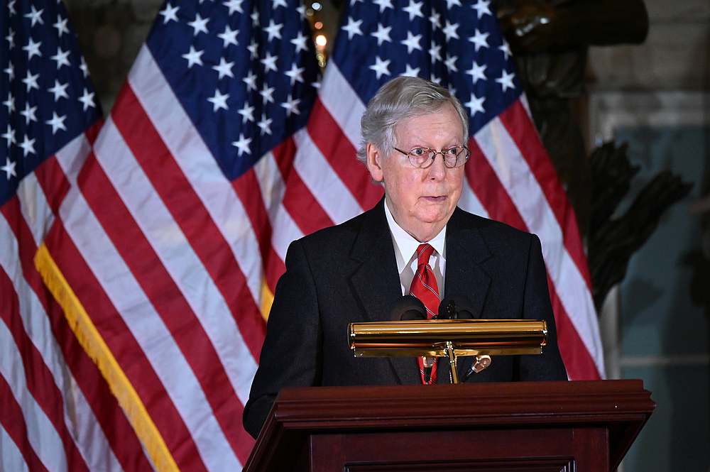 Senate Majority Leader Mitch McConnell speaks at the unveiling of the congressional portrait of Former House Speaker John Boehner at the US Capitol in Washington November 19, 2019. u00e2u20acu201d Reuters pic