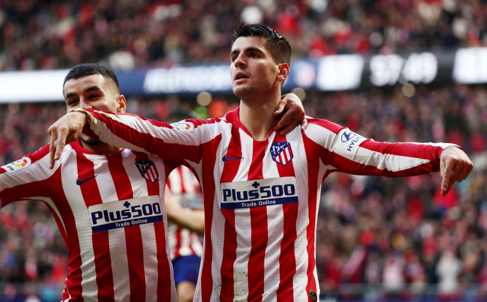 Atletico Madridu00e2u20acu2122s Alvaro Morata celebrates scoring their second goal against Espanyol. u00e2u20acu201d Reuters pic