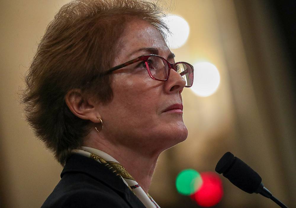 Marie Yovanovitch, former US ambassador to Ukraine, testifies before a House Intelligence Committee hearing on Capitol Hill in Washington November 15, 2019. u00e2u20acu201d Reuters pic