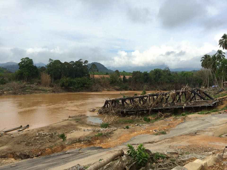 Part of the Kemubu railway track in Kota Baru that got washed away during the floods. — Picture courtesy of Ops Harapan