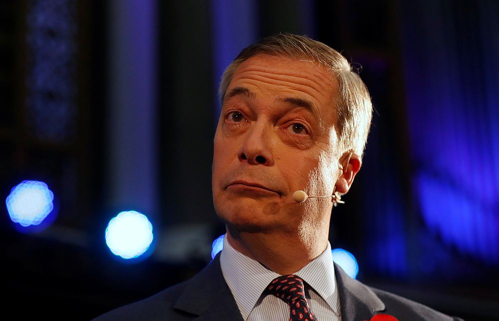 Brexit Party leader Nigel Farage speaks at an event, where the Brexit Party is introducing 600 parliamentary candidates running in the general election, in London, Britain November 4, 2019. u00e2u20acu201d Reuters pic