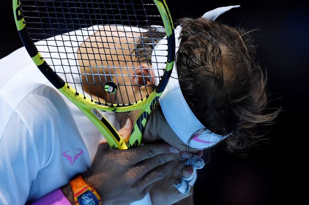 Spain's Rafael Nadal reacts during his group stage match against Germany's Alexander Zverev. u00e2u20acu201d Reuters pic