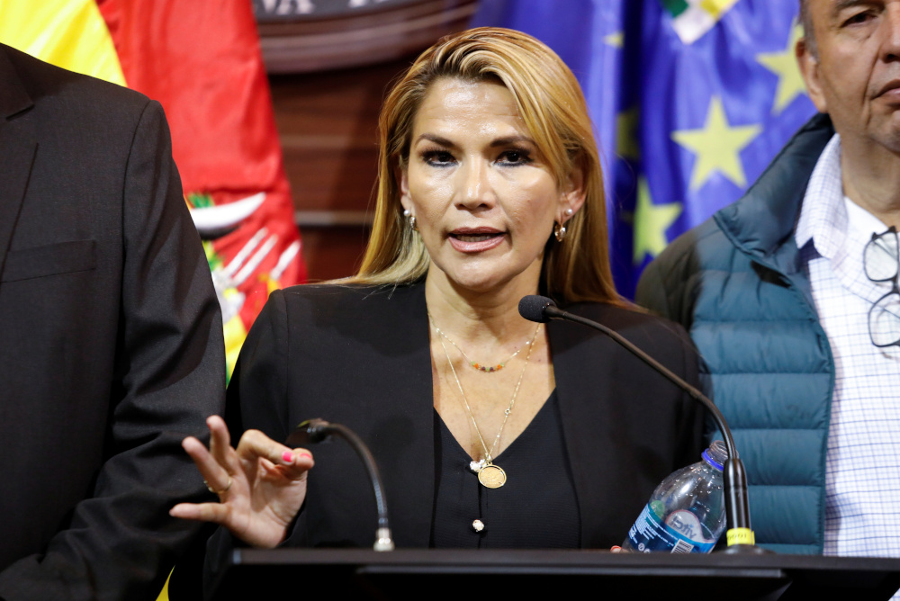Bolivian opposition leader and senator Jeanine Anez Chavez speaks during a news conference following Boliviau00e2u20acu2122s former president Evo Moralesu00e2u20acu2122 exit out of the country, in La Paz November 12, 2019. u00e2u20acu201d Reuters pic