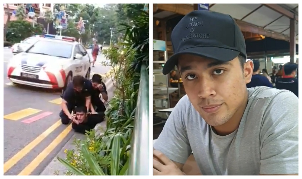 Aziz thanked his supporters after he was filmed pinned down by police officers in Singapore for an alleged drunken brawl.u00e2u20acu201d Picture via Twitter and Facebook/iqzidilmith and hafiza.aziz