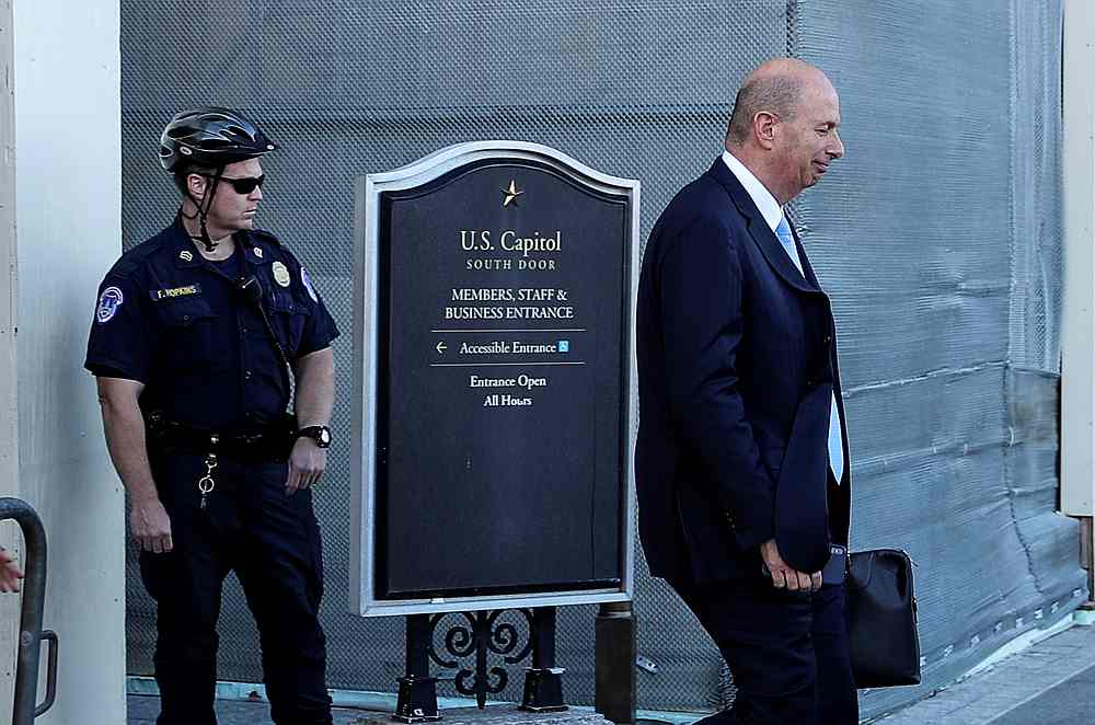 US Ambassador to the European Union Sondland departs after House impeachment inquiry deposition at the US Capitol in Washington October 28, 2019. u00e2u20acu201d Reuters pic