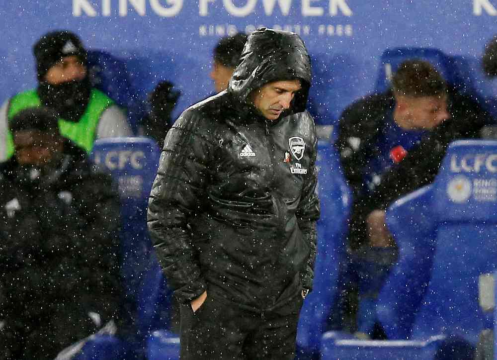Arsenal manager Unai Emery reacts druing the EPL match away to Leicester at the King Power Stadium November 9, 2019. u00e2u20acu201d Reuters pic